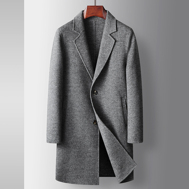 Mens Double Sided Wool Overcoat Mid Length Lightweight Business Casual Autumn Winter Collection Wholesale Available