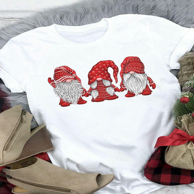 Short sleeve plus size women's loose T-shirt Santa Claus printed one piece shop women's clothing pass wishT-shirt Short sleeve plus size women's loose T-shirt Santa Claus printed one piece shop women's clothing pass wishT-shirt