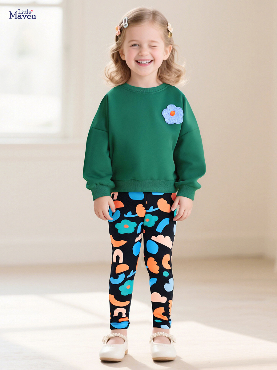 Pequeño Maven Otoño e Invierno niñas traje de lana forrado de manga larga suéter de los niños traje europeo y americano casual niñas traje