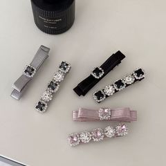 小香风蝴蝶结闪钻一字夹精致少女碎发侧边夹轻奢刘海鸭嘴夹发卡
