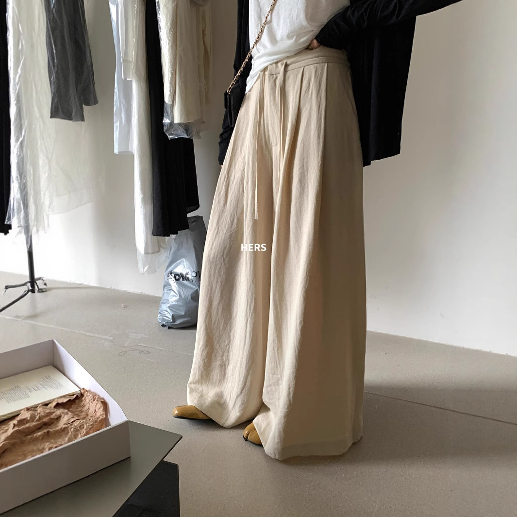 Liquidación no retornable, pantalones casuales de traje de cintura alta, versátiles, cómodos, suaves, para todos los días, pantalones de pierna ancha para mujer 20880 image 5