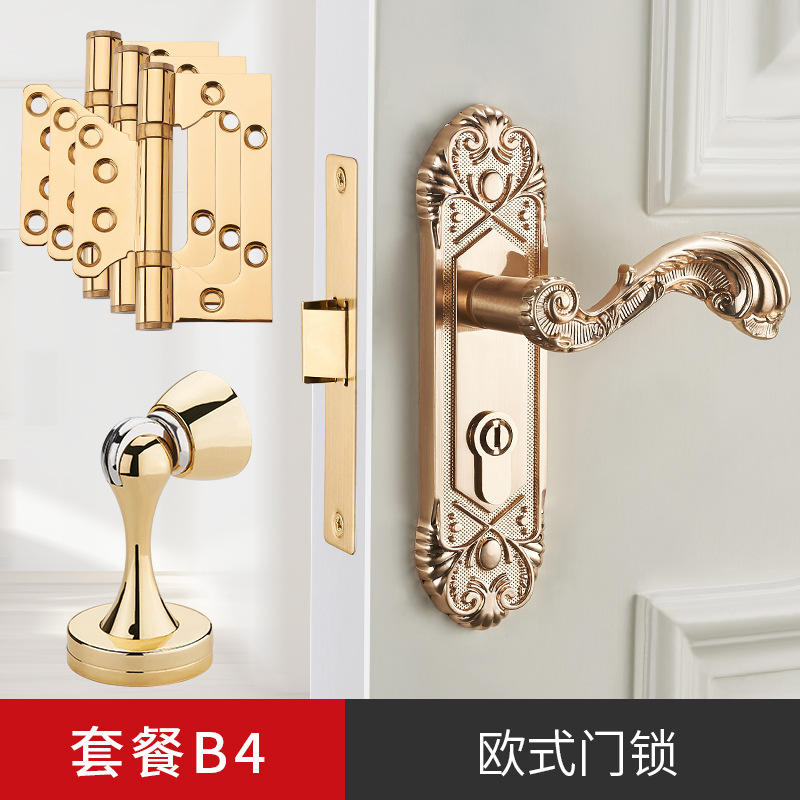 Evergrande PVD oro sola lengua mudo de madera cerradura de la puerta interior dormitorio Hogar Universal habitación puerta cerradura manija de la puerta