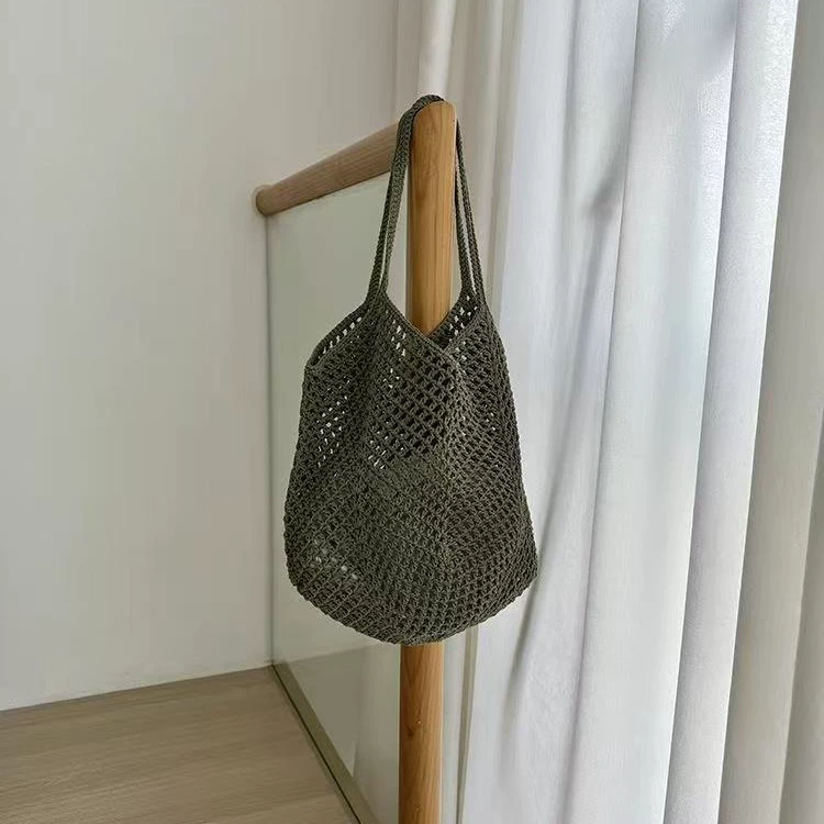 Плетеная вместительная пляжная сумка на одно плечо, DIY