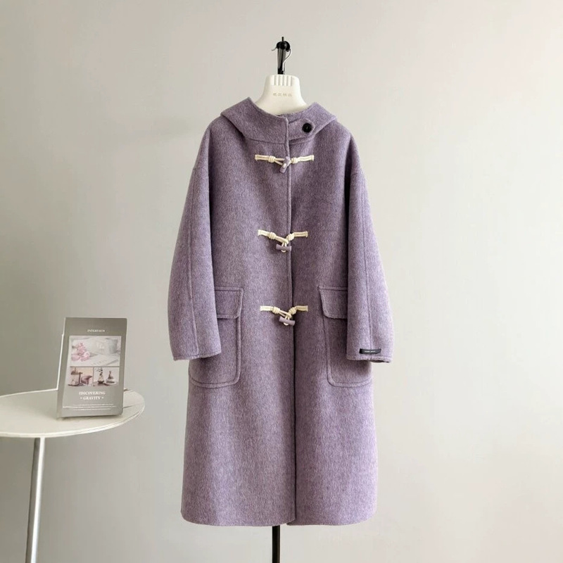 Xiangpan Dou Korean-style double-sided woolen coat for women, mid-length, hooded, slimming woolen jacket for women, autumn and winter P604