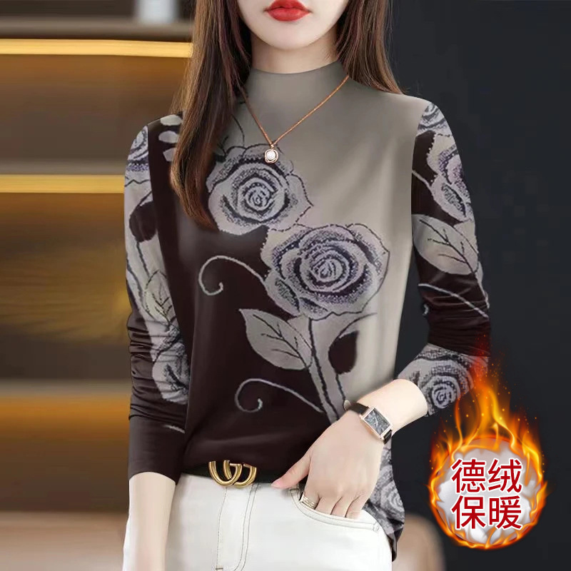 批发德绒打底衫2025新款秋冬爆款女士遮肚半高领时尚长袖一件代发|undefined