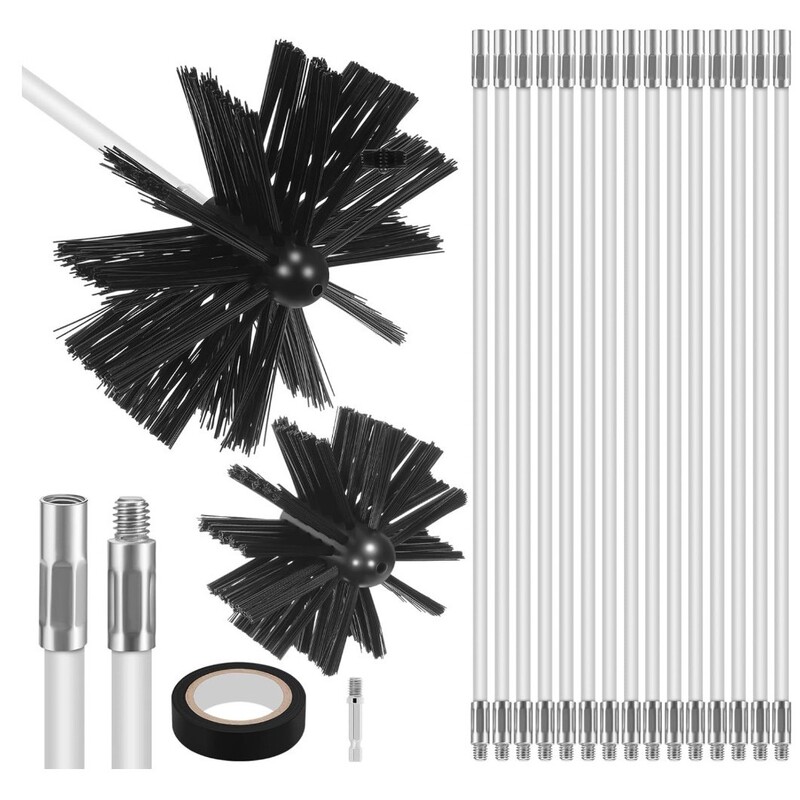 Chimney Range Hood Boiler Dryer Duct Cleaning Brush Extendable Manual Bending Professional Cleaning Tool Cross-Border