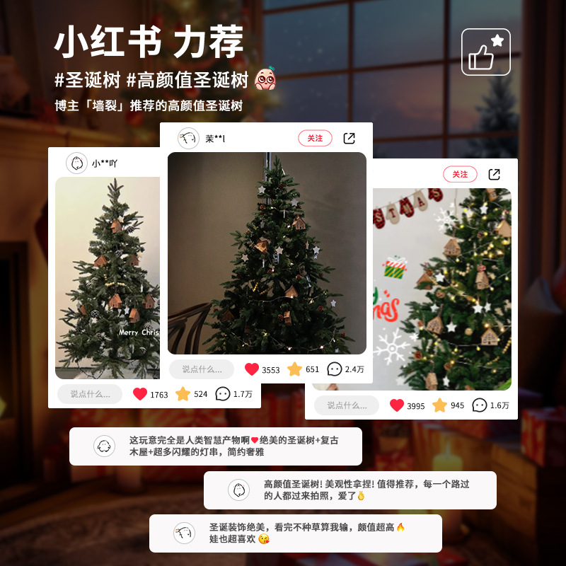 2024 nuevo árbol de Navidad, simulación de Navidad, decoración luminosa, gran paquete de decoración de bricolaje al por mayor