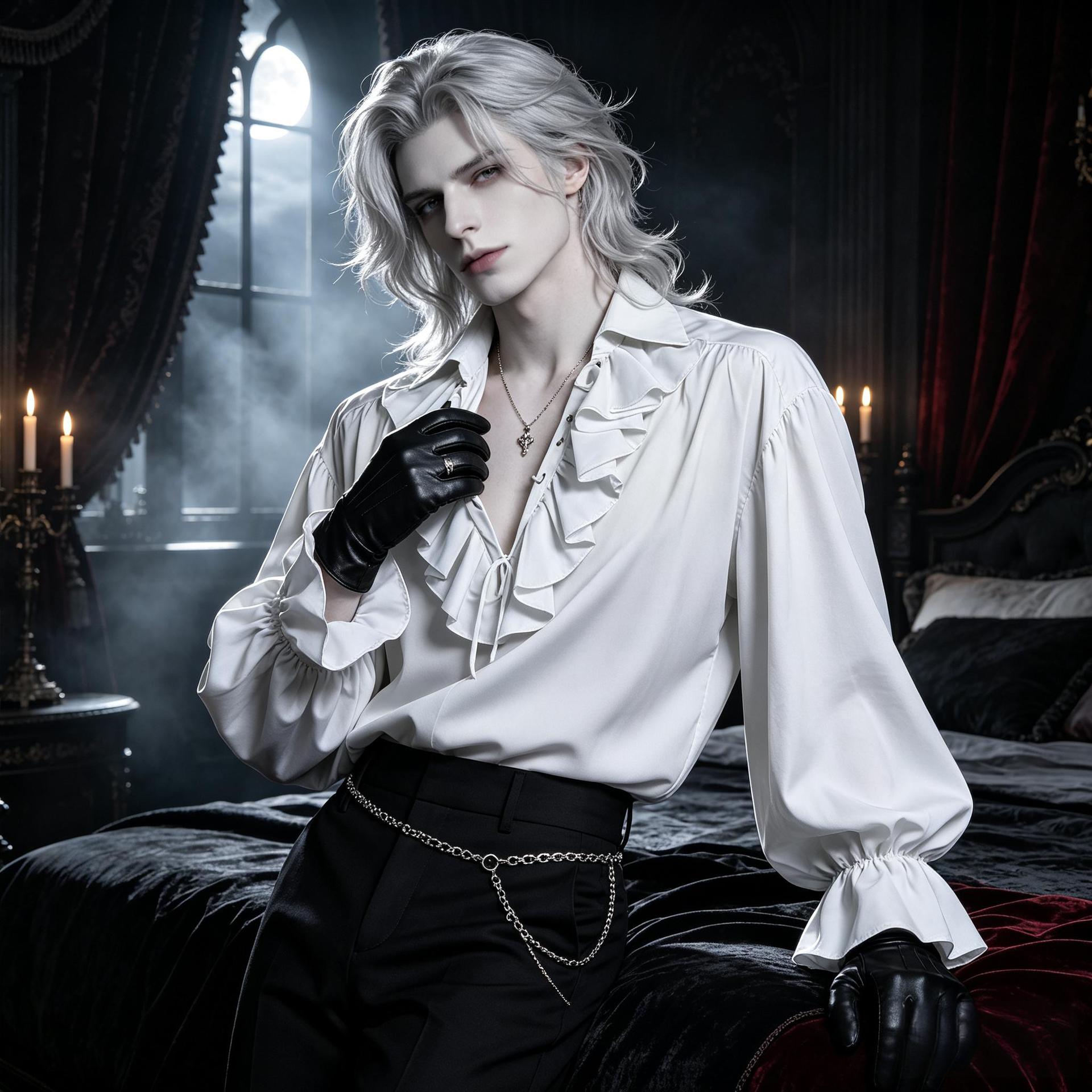 Renaissance puff-sleeve ruffle-collar blouse, European retro vampire photo shoot top, Halloween costume