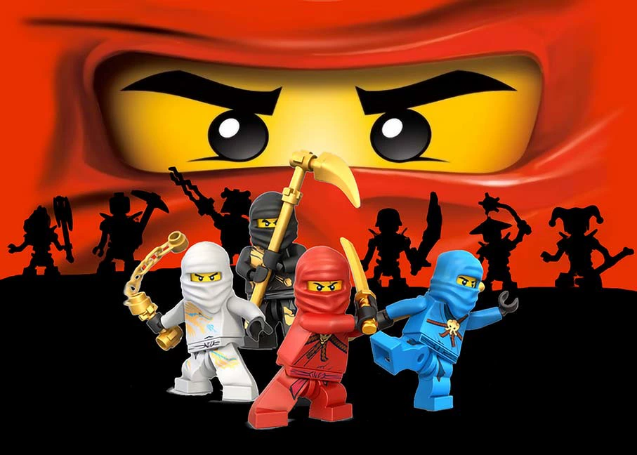 Фотозона (Lego Ninjago) баннер для праздника, тонкая ткань 150×100–300×300 см, разные цвета
