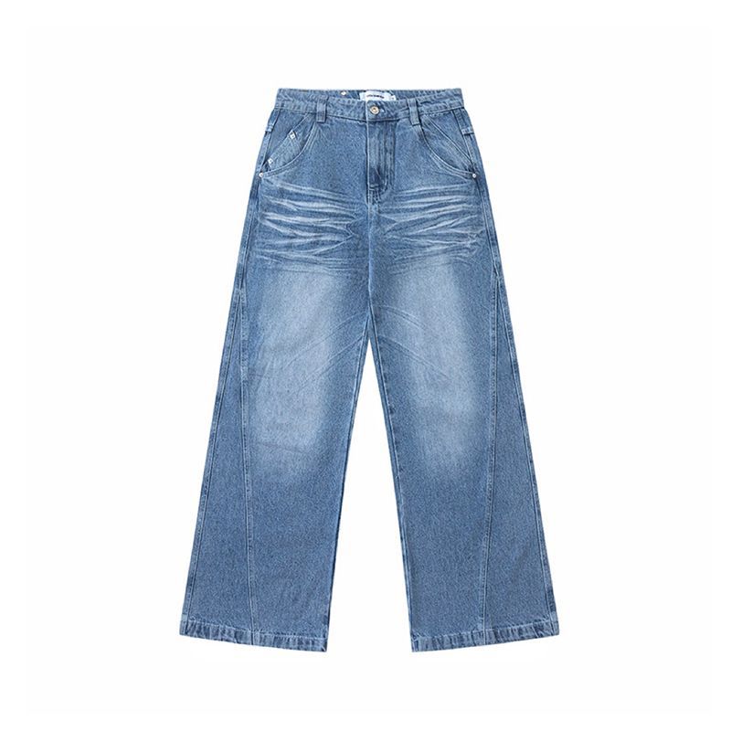 Modern Ian 24 Autumn Men's Wear New Design Sense High Quality Split Three Dimensional Wrinkle Jeans_voghion.com