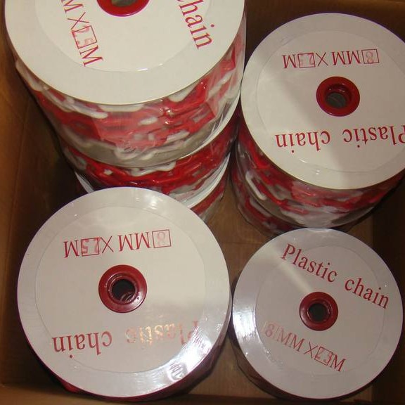 供应8mm红白相间塑料链条 交通警示链 路锥链 隔离链