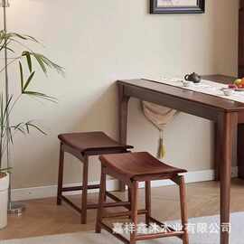 新中式老榆木茶凳实木曲面换鞋凳复古马蹄元宝凳矮凳简约马鞍凳