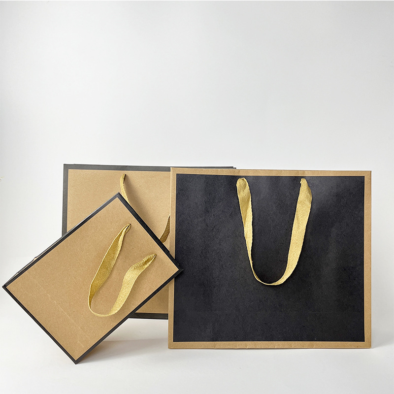 厚手の現物の服のクラフト紙袋のミルクティーの手提げ袋のテイクアウトの包装袋の贈り物の包装袋の印刷のロゴの卸売りを厚くします。