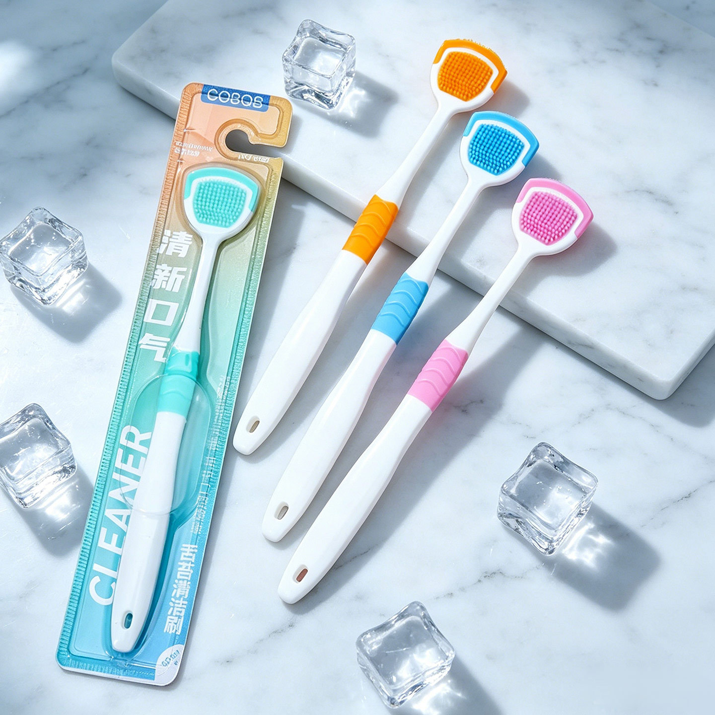 Limpiador de Lengua de Silicona Doble Efecto Multifuncional para Cuidado Bucal