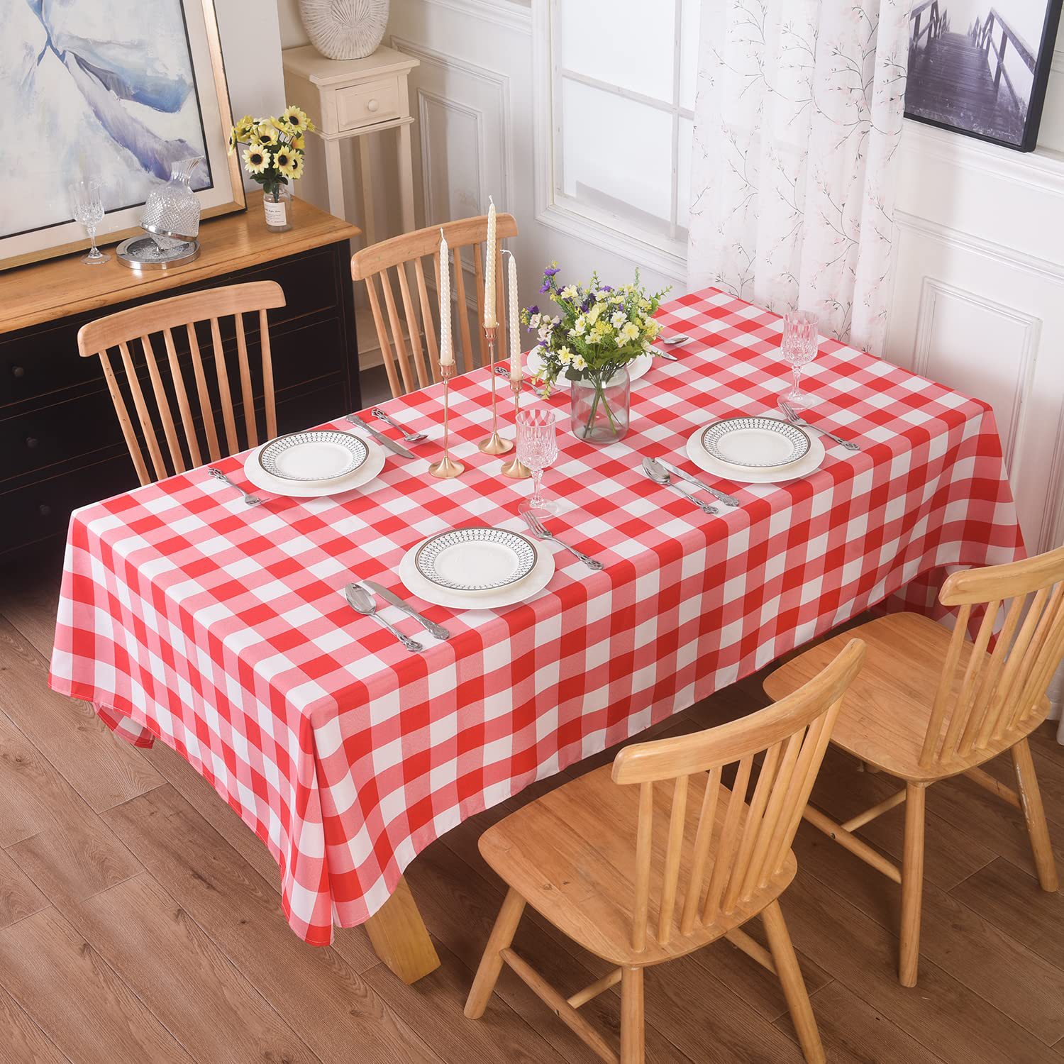 빨간색과 흰색 격자 무늬