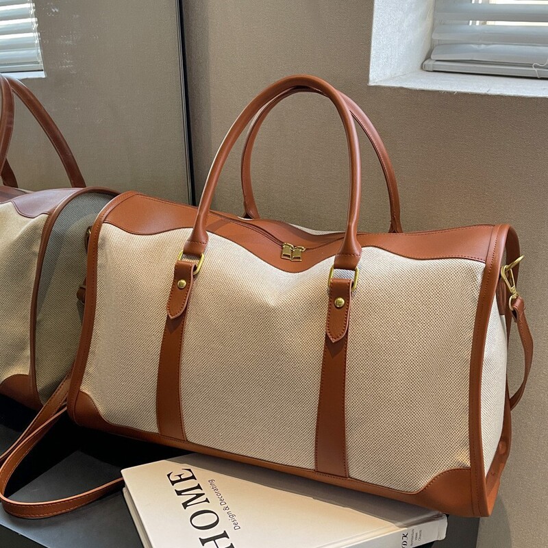 Cross-Border Travel Bag, Women's Canvas Handbag, Business Trip Luggage Bag, Fashionable Fitness Bag, Travel Bag, Short-Distance Storage Bag