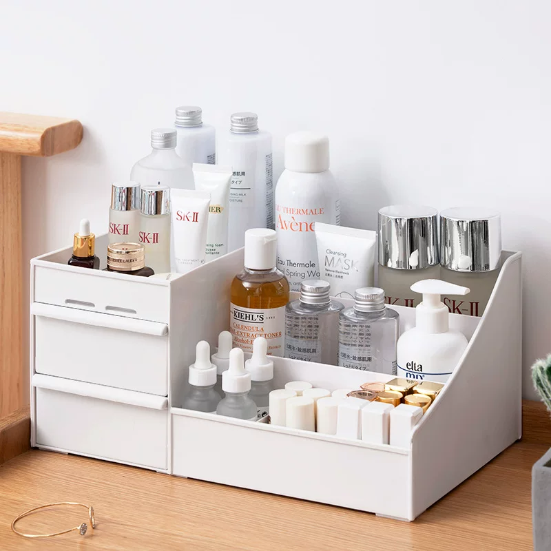 Storage box organizer, plastic dressing-table makeup box, 4 sizes S–XL, multi-compartment