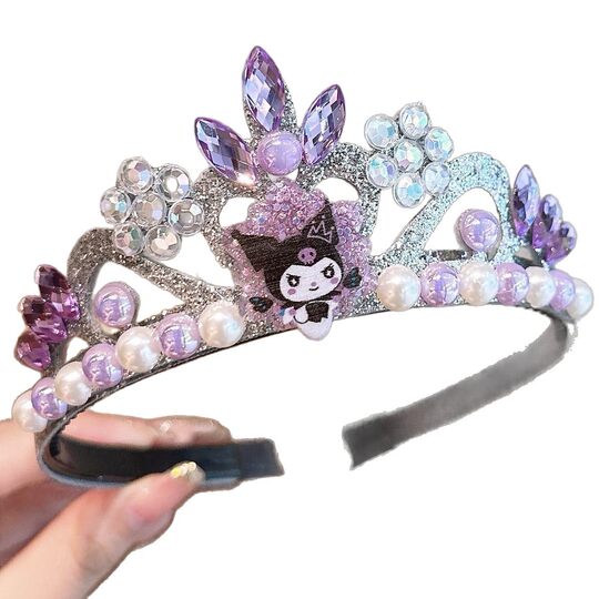 New Kidsren's Hairband Crown Frozen Elsa Blue Sparkling Diamond Elegant Headband Does Not Hurt Hair High-End Hair Accessories