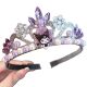 New Kidsren's Hairband Crown Frozen Elsa Blue Sparkling Diamond Elegant Headband Does Not Hurt Hair High-End Hair Accessories