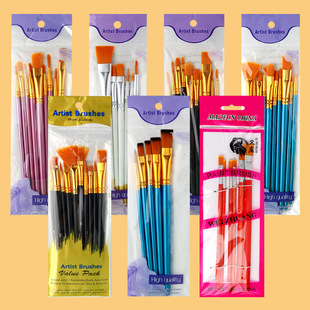 Foreign Trade Cross-border Nylon Gouache Watercolor Painting Brush Oil Painting Brush Set Red Rod Blue Rod Black Rod Acrylic Pigment Pen