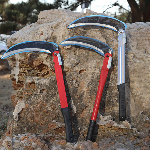 Hardware gardening agricultural tools folding sickle lawn mower portable sickle outdoor household sickle iron handle sickle