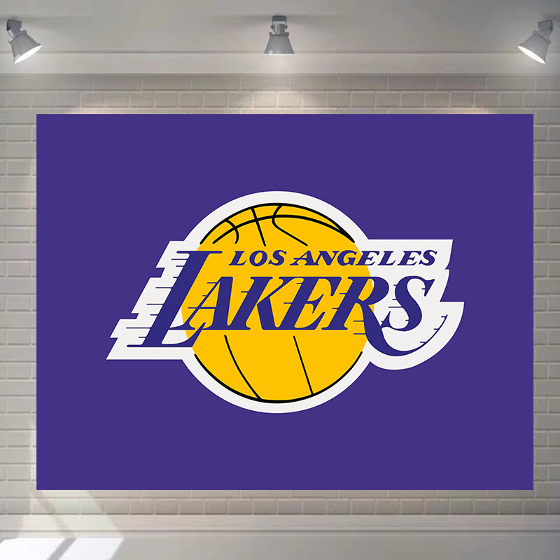 NBA球隊logo湖人隊徽隊標背景布床頭宿舍牆布裝飾挂毯籃球挂布