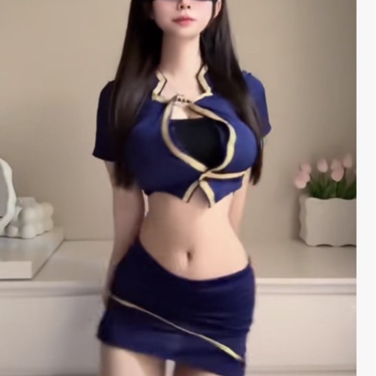 Sexy Stewardess Uniform Cos Suit Temptation Anchor Internet Celebrity Nightclub Bar Pure Lust Coquettish Hip-Covering Passion Free of Taking Off