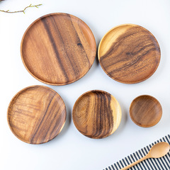 Acacia wood plate spit bone plate home dining plate Japanese plate snack plate small dinner plate wooden tray wooden plate