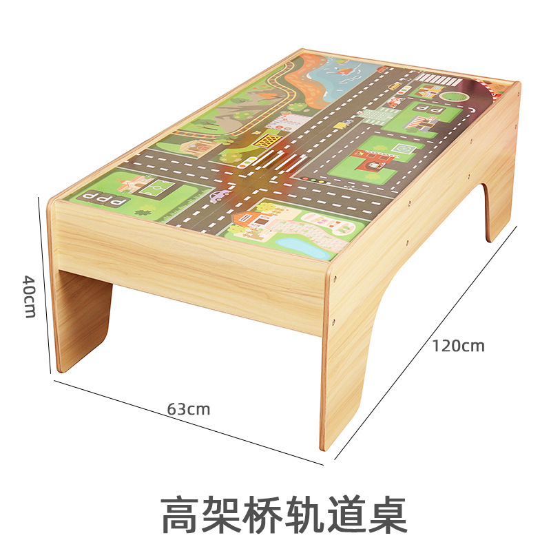 Nuevo estilo 100 piezas de lujo de madera juego de riel eléctrico serie tren riel niños juguetes de montaje de bricolaje al por mayor