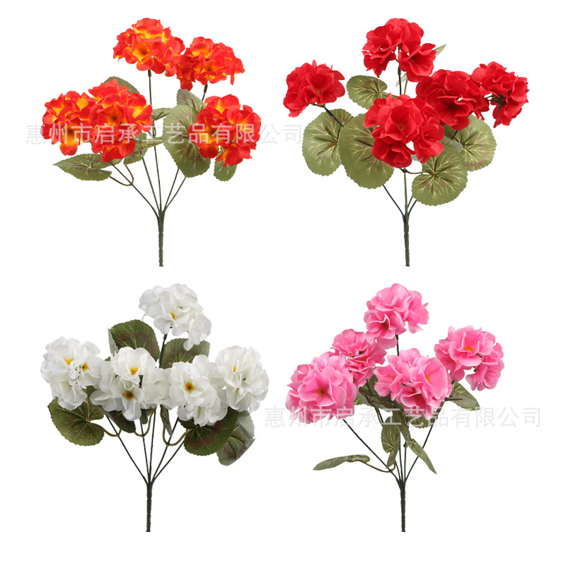 Factory Direct Sales and Cross-Border Geranium Amazon Popular Begonia Flower Artificial Flower Wedding Artificial Flower Home Decoration