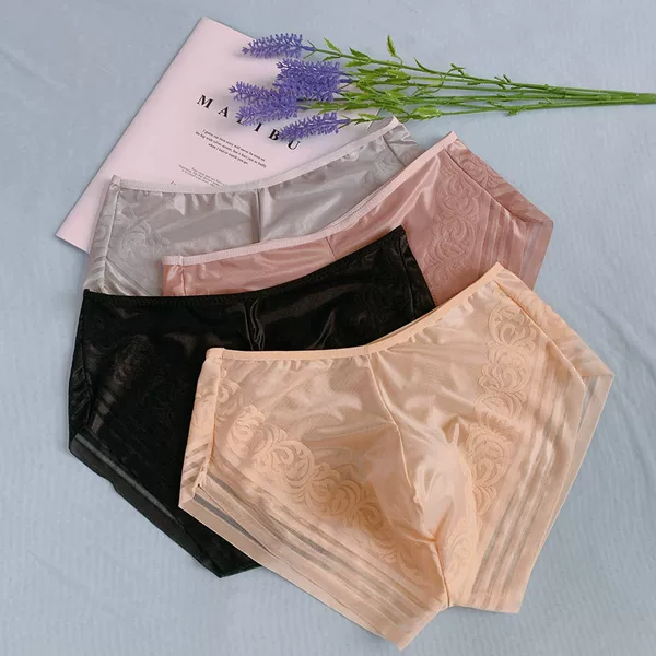 New pattern jacquard comfortable low waist sexy temptation men's seamless U convex men's plus size boxer underwear