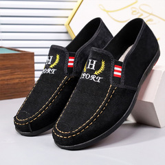Men's New Breathable Casual Slip-on Work Shoes in Calfskin Fabric, Durable and Non-slip Canvas Shoes from Beijing