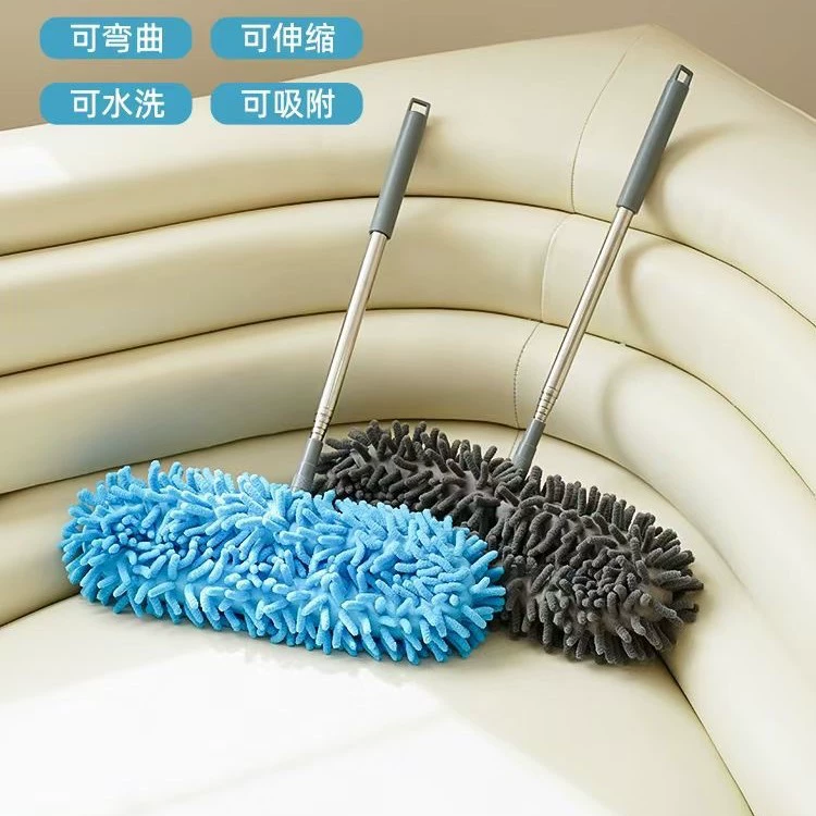 Телескопическая щетка для чистки вентиляторов из нержавеющей стали, для чистки потолочных вентиляторов, с длинной ручкой и ворсом из шенилла