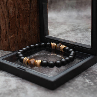 10mm tiger stone slice and 8mm black glass with wooden beads and 8*1 wheel accessories
