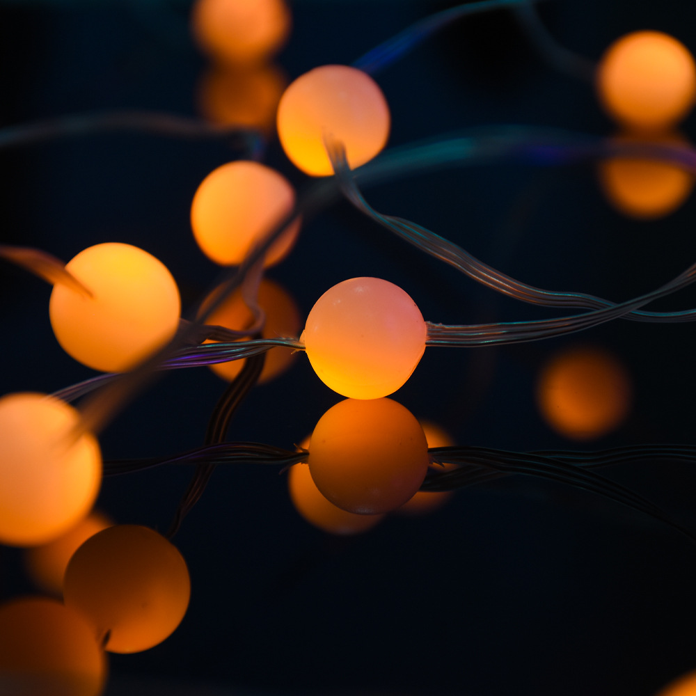 新款跨境USB点控RGB氛围灯LED注塑圆球铜线灯串