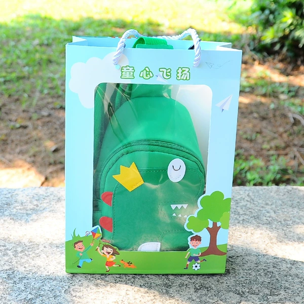 Green Dinosaur + Colorful Skylight Bag