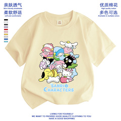 Sanrio Girls Short Sleeve T-Shirt Summer New Cartoon Casual Pure Cotton Small Group Student Top Soft Underwear 