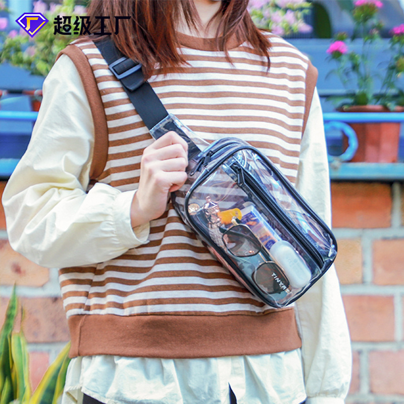 Primavera y verano nuevos fabricantes bolsos de cintura masculinos y femeninos bolsos deportivos transparentes de PVC al aire libre bolsos de hombro de playa bolsos de cintura