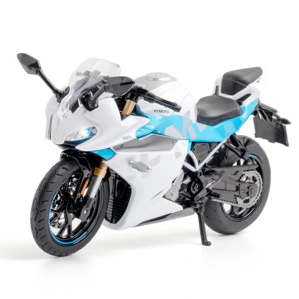 Huayi aleación coche modelo 1 a 12 batalla águila primavera viento 250sr motocicleta con sonido luz juguete música modelo adornos