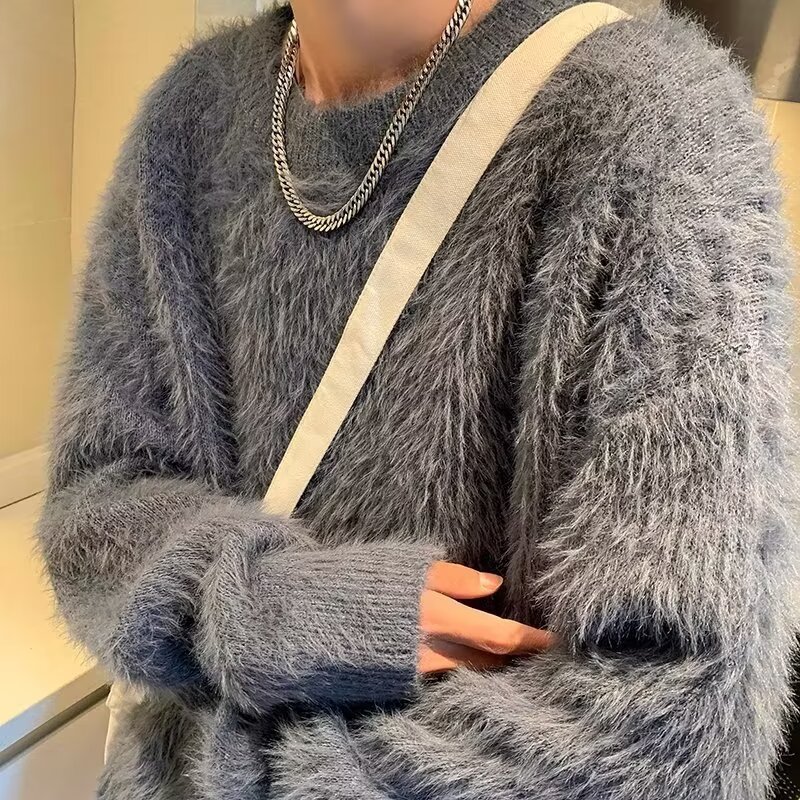 雰囲気感ミンクのセーターに似せて、男性は秋冬に優しくて、だらだらしています。