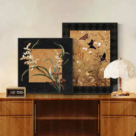 中古风客厅装饰画桌面斗柜电视柜摆画壁画复古卧室餐厅挂画高级感