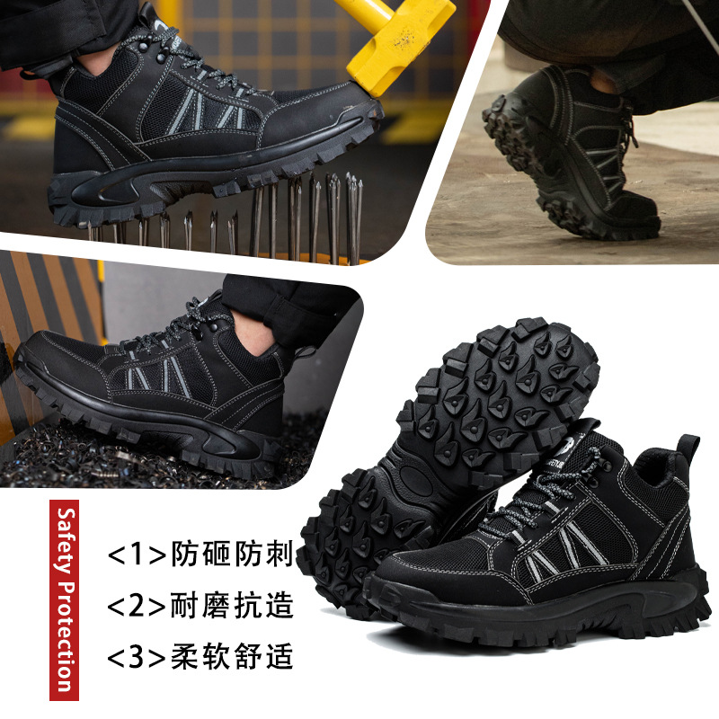 Zapatos de seguridad para hombre, antiaplastamiento, antipinchazos, de caña alta, cómodos, resistentes al desgaste, zapatos de seguridad transfronterizos, calzado de protección laboral.