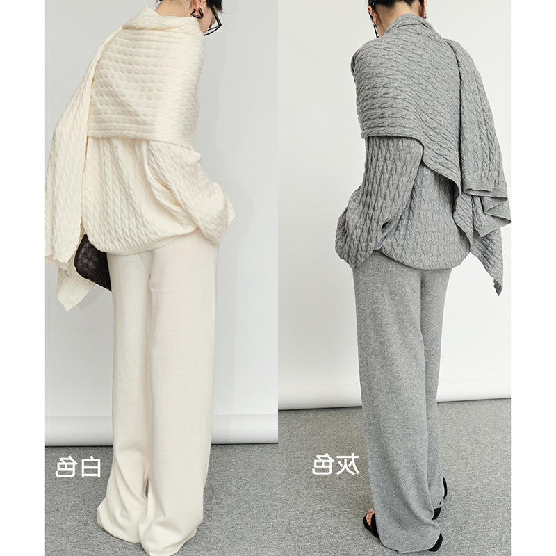 Wool Cashmere Cable Ribbed Lazy Knitted Three-Piece Suit Wool Cashmere Cable Ribbed Lazy Knitted Three-Piece Suit