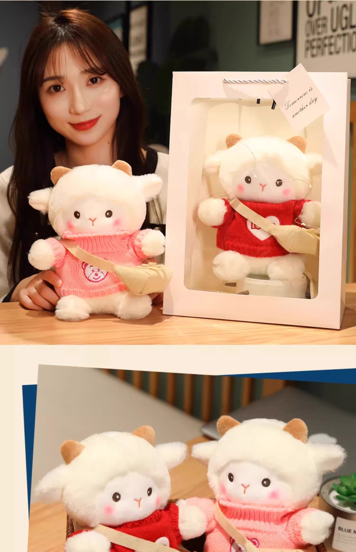Poke Lamb Doll Stuffed Toy Little Sheep Pillow Rag Doll Valentine's Day Birthday Gift for Girls Mini
