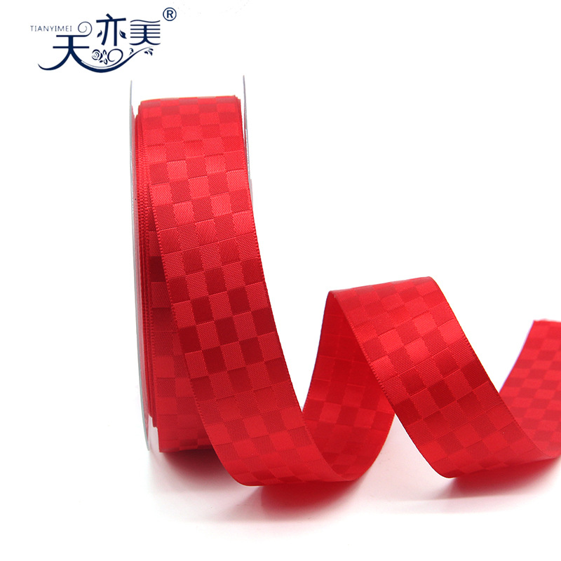 Tianyi Mei cinta de diamante cinta de satén a cuadros DIY accesorios de embalaje hechos a mano cinta