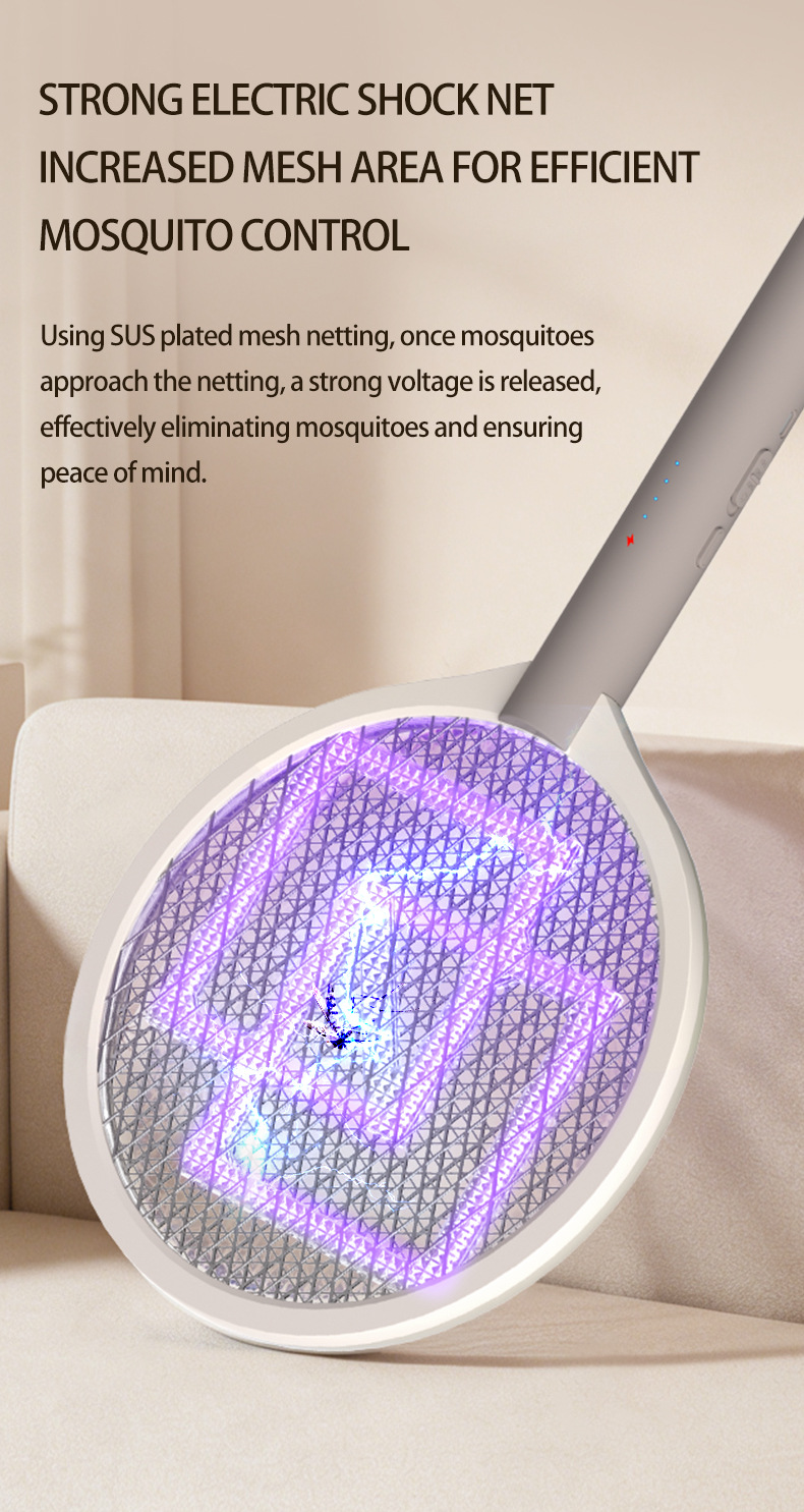 Cross-border new electric mosquito swatter rechargeable mosquito killer lamp household mosquito racket 2-in-1 automatic electric shock mosquito repellent wholesale