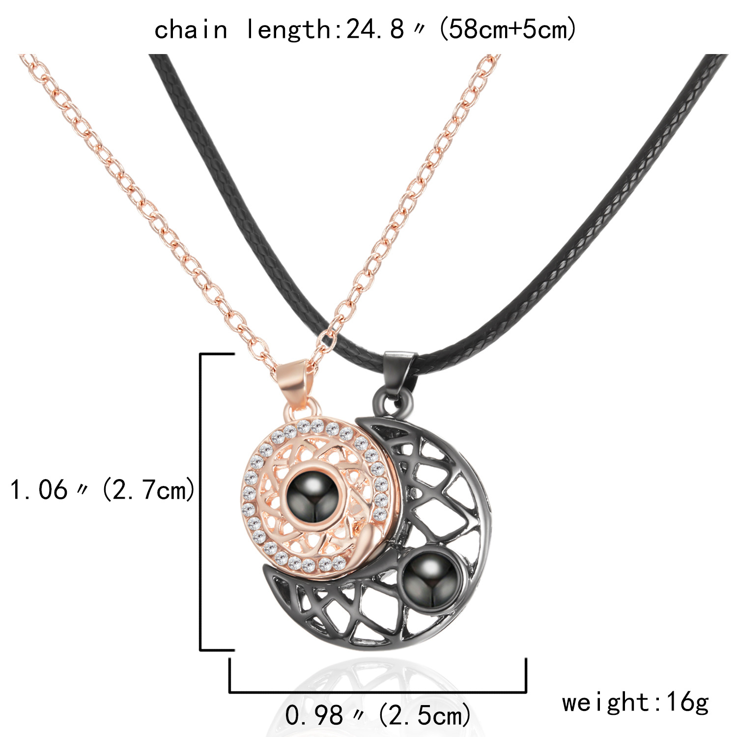 Elegant Heart Shape Alloy Plating Valentine's Day Couple Pendant Necklace display picture 4