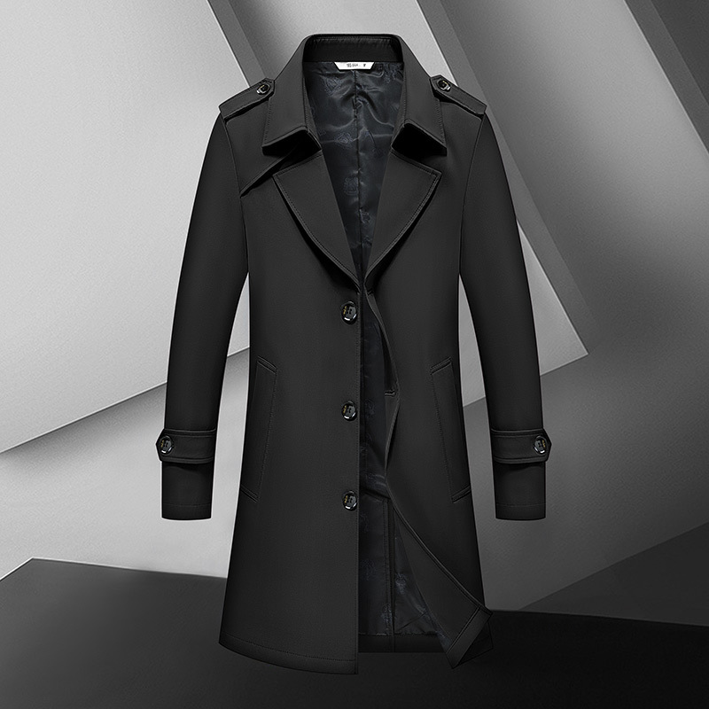 2024 Spring and Autumn New Windbreaker Men's Business Mid Length Coat Trendy Men's Wear 8 Colors_voghion.com