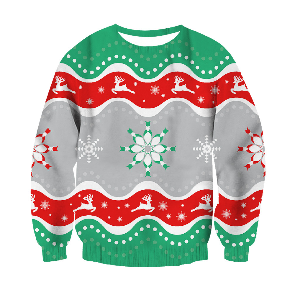 Men's 3d Digital Printed Snowflake Round Neck Sweatshirt_voghion.com