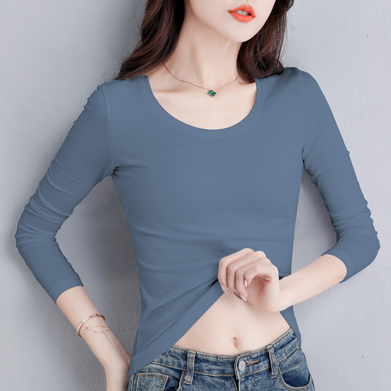 미스트 블루 라운드넥 긴소매